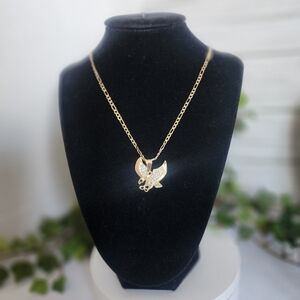 Gold Filled Figaro Chain Necklace with Eagle Bird Charm Pendant